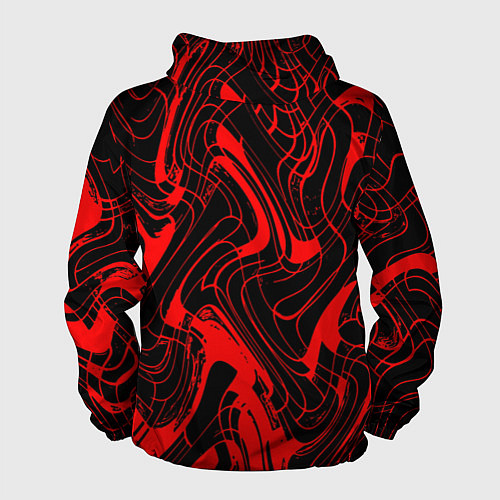 Мужская ветровка Чёрный с красным искажённая абстракция / 3D-Черный – фото 2
