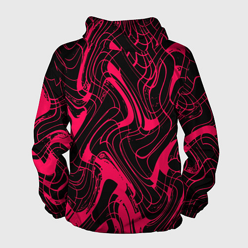 Мужская ветровка Чёрно-розовый абстрактные линии / 3D-Черный – фото 2