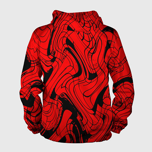 Мужская ветровка Чёрно-красный абстрактный линии / 3D-Черный – фото 2