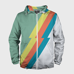 Ветровка с капюшоном мужская Рок молния Боуи весенняя палитра, цвет: 3D-белый