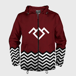 Ветровка с капюшоном мужская Твин Пикс - лого, цвет: 3D-черный