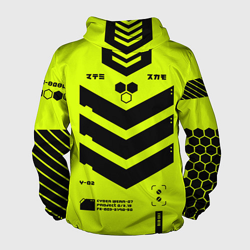 Мужская ветровка Кибер текстура - ядовитая / 3D-Черный – фото 2