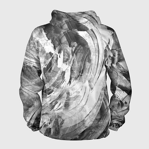 Мужская ветровка Абстракция - grey and white swirls / 3D-Белый – фото 2