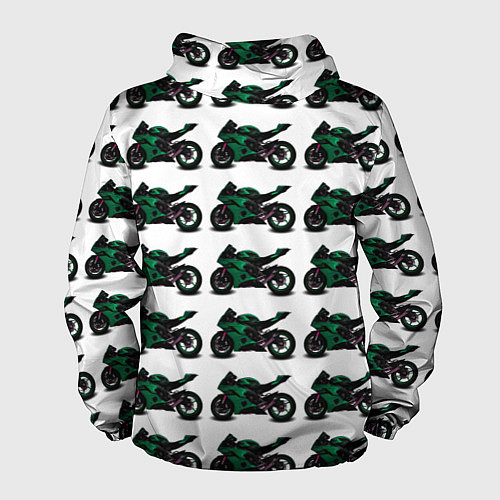 Мужская ветровка Motorbike dark green / 3D-Белый – фото 2