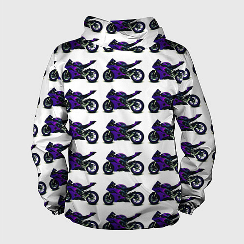 Мужская ветровка Motorcycle purple gloss / 3D-Белый – фото 2