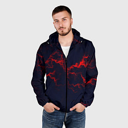 Ветровка с капюшоном мужская Lightning red glow, цвет: 3D-черный — фото 2