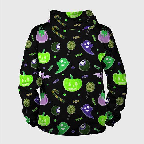 Мужская ветровка Halloween black pumpkin pattern / 3D-Белый – фото 2