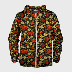 Ветровка с капюшоном мужская Традиционный русский узор, цвет: 3D-белый