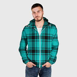 Ветровка с капюшоном мужская Checkered blue, цвет: 3D-белый — фото 2