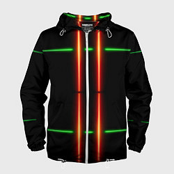 Ветровка с капюшоном мужская Neon green black red line, цвет: 3D-белый