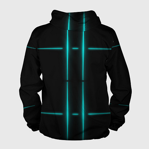 Мужская ветровка Neon black light blue line / 3D-Белый – фото 2