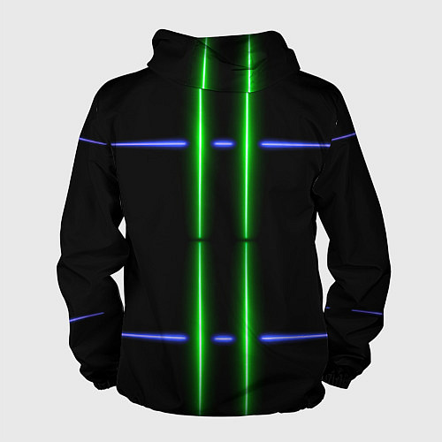 Мужская ветровка Neon black light blue green line / 3D-Белый – фото 2