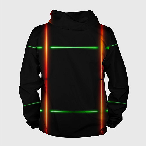 Мужская ветровка Color black green orange lines / 3D-Белый – фото 2