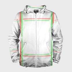 Ветровка с капюшоном мужская Neon light green red, цвет: 3D-белый