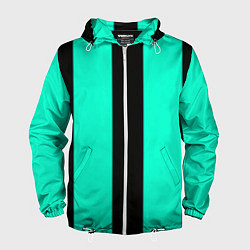 Ветровка с капюшоном мужская Color light blue white line, цвет: 3D-белый