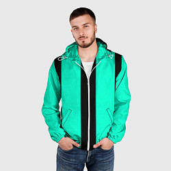 Ветровка с капюшоном мужская Color light blue white line, цвет: 3D-белый — фото 2