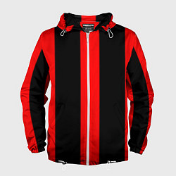 Ветровка с капюшоном мужская Color black red lines, цвет: 3D-белый