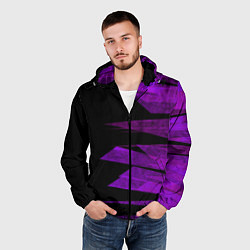 Ветровка с капюшоном мужская Color purple black stripes, цвет: 3D-черный — фото 2