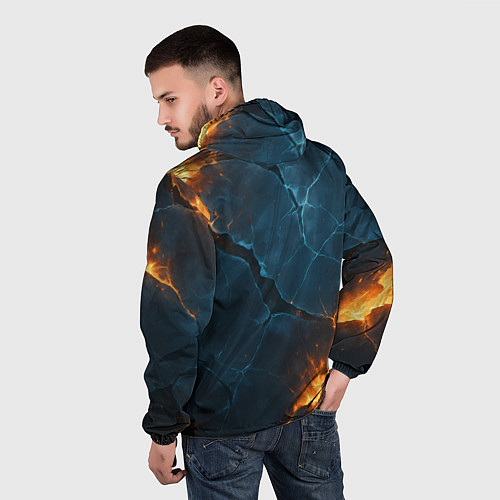Мужская ветровка Разлом плит с огнем / 3D-Черный – фото 4