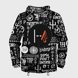 Ветровка с капюшоном мужская Twenty one pilots rock logo, цвет: 3D-черный