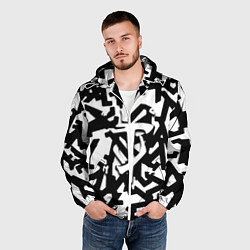 Ветровка с капюшоном мужская Doom x half life pattern, цвет: 3D-белый — фото 2