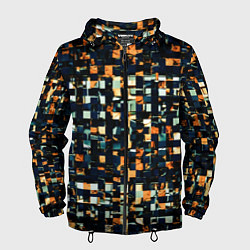 Мужская ветровка Тёмный синий с оранжевым кубики абстракция