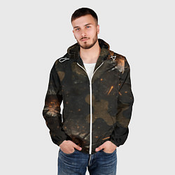 Ветровка с капюшоном мужская Камуфляж со следами от пуль, цвет: 3D-белый — фото 2