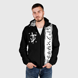 Ветровка с капюшоном мужская Doom символы марса, цвет: 3D-черный — фото 2