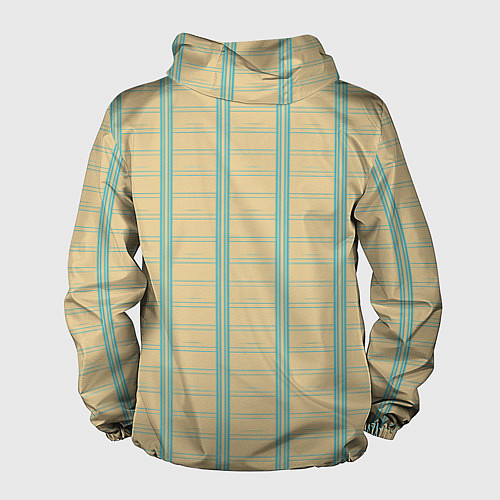 Мужская ветровка Color beige cage light blue stripes / 3D-Белый – фото 2