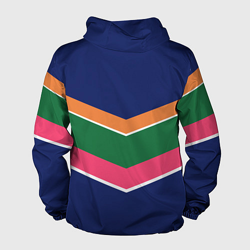 Мужская ветровка Тёмно-синий спорт с полосами / 3D-Белый – фото 2