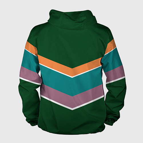 Мужская ветровка Тёмный зелёный с полосами / 3D-Белый – фото 2