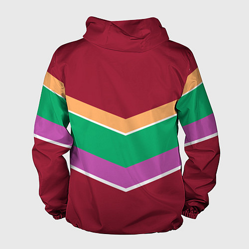 Мужская ветровка Тёмный красный с полосами / 3D-Белый – фото 2