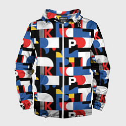 Ветровка с капюшоном мужская Геометрия букв, цвет: 3D-белый