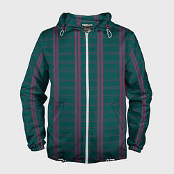 Ветровка с капюшоном мужская Color dark cage pink stripes, цвет: 3D-белый
