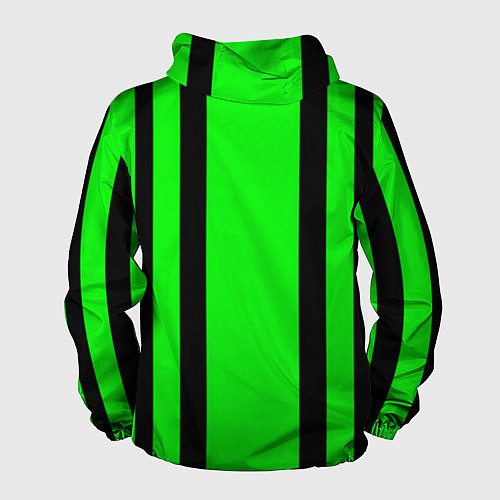 Мужская ветровка Color black and green stripes / 3D-Белый – фото 2