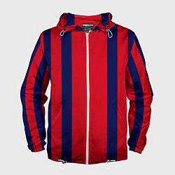 Ветровка с капюшоном мужская Color black red stripes, цвет: 3D-белый