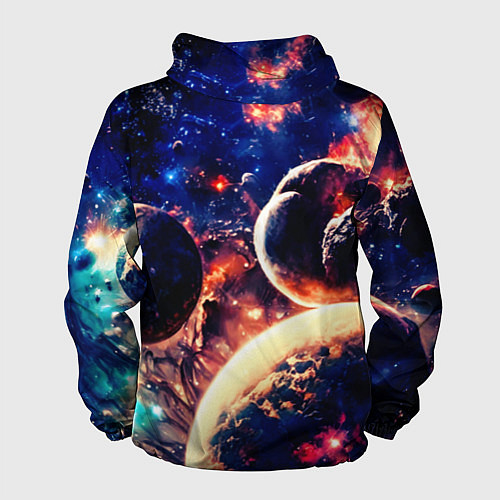 Мужская ветровка Фантастический космос планеты / 3D-Черный – фото 2