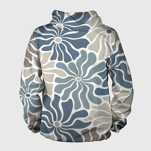 Мужская ветровка Цветы blue and beige pattern / 3D-Белый – фото 2