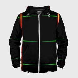 Ветровка с капюшоном мужская Color black green orange stripes, цвет: 3D-белый