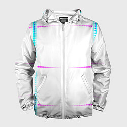 Ветровка с капюшоном мужская Color white blue pink stripes, цвет: 3D-белый