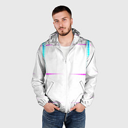 Ветровка с капюшоном мужская Color white blue pink stripes, цвет: 3D-белый — фото 2