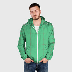 Ветровка с капюшоном мужская Color green stripes, цвет: 3D-белый — фото 2