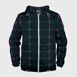 Ветровка с капюшоном мужская Color black stripes, цвет: 3D-белый