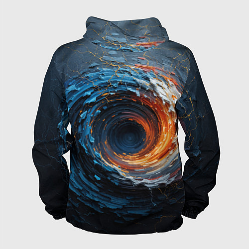 Мужская ветровка Краска синяя и оранжевая в форме вихря / 3D-Белый – фото 2