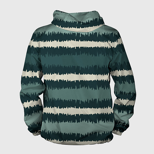 Мужская ветровка Полосы зигзагообразные зеленые / 3D-Белый – фото 2
