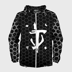 Ветровка с капюшоном мужская Doom соты текстура, цвет: 3D-белый