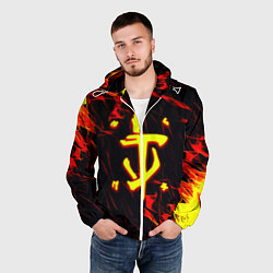 Ветровка с капюшоном мужская Doom огненные искры, цвет: 3D-белый — фото 2