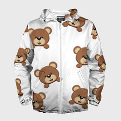 Ветровка с капюшоном мужская Мордашка мишки, цвет: 3D-белый