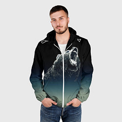 Ветровка с капюшоном мужская Бурый в гневе - градиент, цвет: 3D-белый — фото 2
