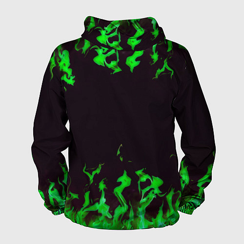 Мужская ветровка Doom зелёный огонь / 3D-Белый – фото 2